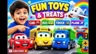 TransportCar, Bus, Truck &amp; Plane Toys for Kids 😍 | Fun Playtime Learning Video