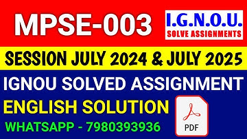 MPSE-03 solved assignment 2024-25 | MPSE-03 solved assignment 2025 | Ignou MPSE-03 in English