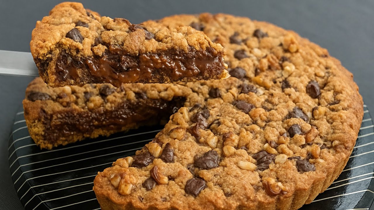 Nutella-Filled Chocolate Chip Cookie Pie