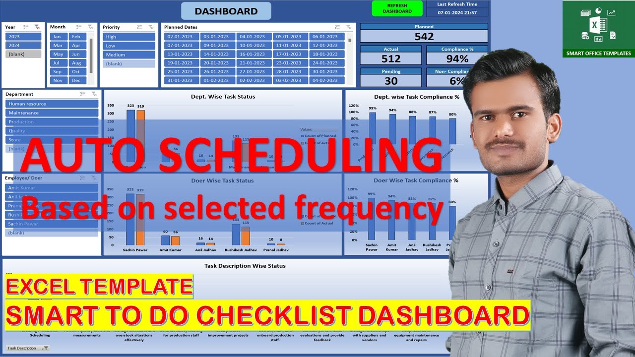 Excel Template Smart To do Checklist Dashboard