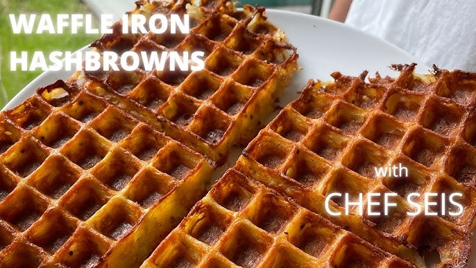 Hash Browns Made In Waffle Maker Kitchen Hack Stock Photo