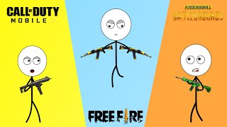 Call Of Duty VS Free Fire Vs PUBG