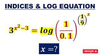 Solve The INDICES and Logarithmic Equation🤗#indices #logarithm