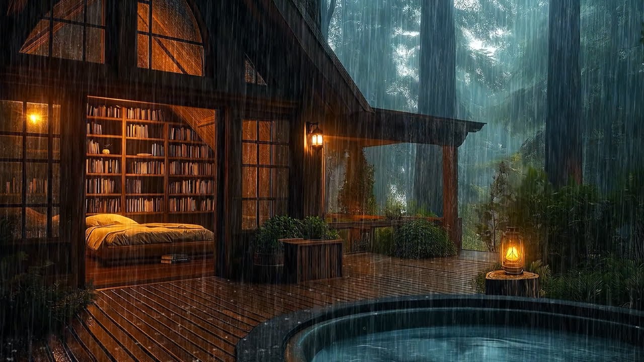 Rainy Night in a Forest Cabin 🌧️ Gentle Rain Sounds for Deep Sleep ...
