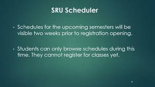 SRU Scheduler Guide to Registration