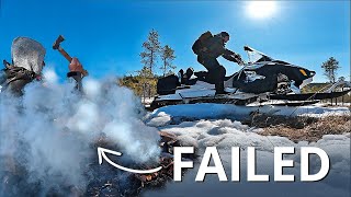 BAD FIRE SKILLS & ROTTEN SNOW | Looking for BROWN BEAR TRACKS in the SPRING FOREST