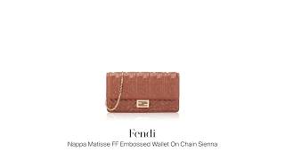 Titip Jual Tas Branded Second: Fendi Nappa Matisse FF Embossed Wallet On Chain Sienna