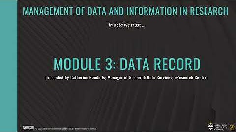 Module 3: Data Record – James Cook University