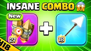 This Combo is BROKEN 😱 Rocket Backpack + Giant Arrow + EQ = FREE 3⭐ (TH18)