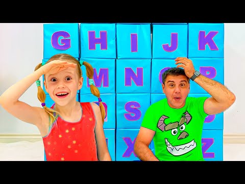 Nastya and dad are learning the alphabet