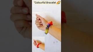 DIY Colourful Paper Bracelet 🌈 | Easy Craft 😍 #shorts