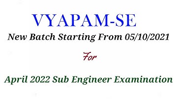 New Batches Starting For MPPEB-SE (Vyapam-Sub Engineer) | For April 2022 Examination