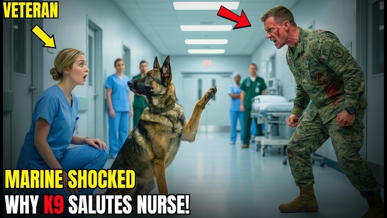 Don’t Touch My K9!” The Injured Marine Shouted — Then It Saluted the Rookie Nurse