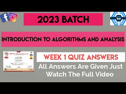 Introduction To Algorithms And Analysis Week 1 Quiz Assignment Solution | NPTEL 2023 |