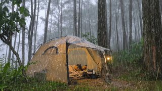Could You Sleep Through This⁉️ Intense Solo Camping in Non-Stop Heavy Rain⛈️