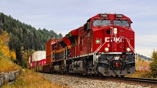 RARE! Triple CPKC T4s! CP 7492 new paint unit leading CP Stack train Eastbound near Sunalta 