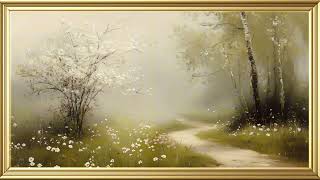 Soft Spring Path & White Blossoms | 4K Vintage Wallpaper Art Screensaver | Vintage Frames screenshot 2