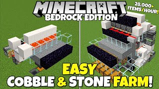 Minecraft Bedrock: EASY Cobblestone & Stone Farm Tutorial! 28,000 Items/Hour! MCPE Xbox PS5 PC