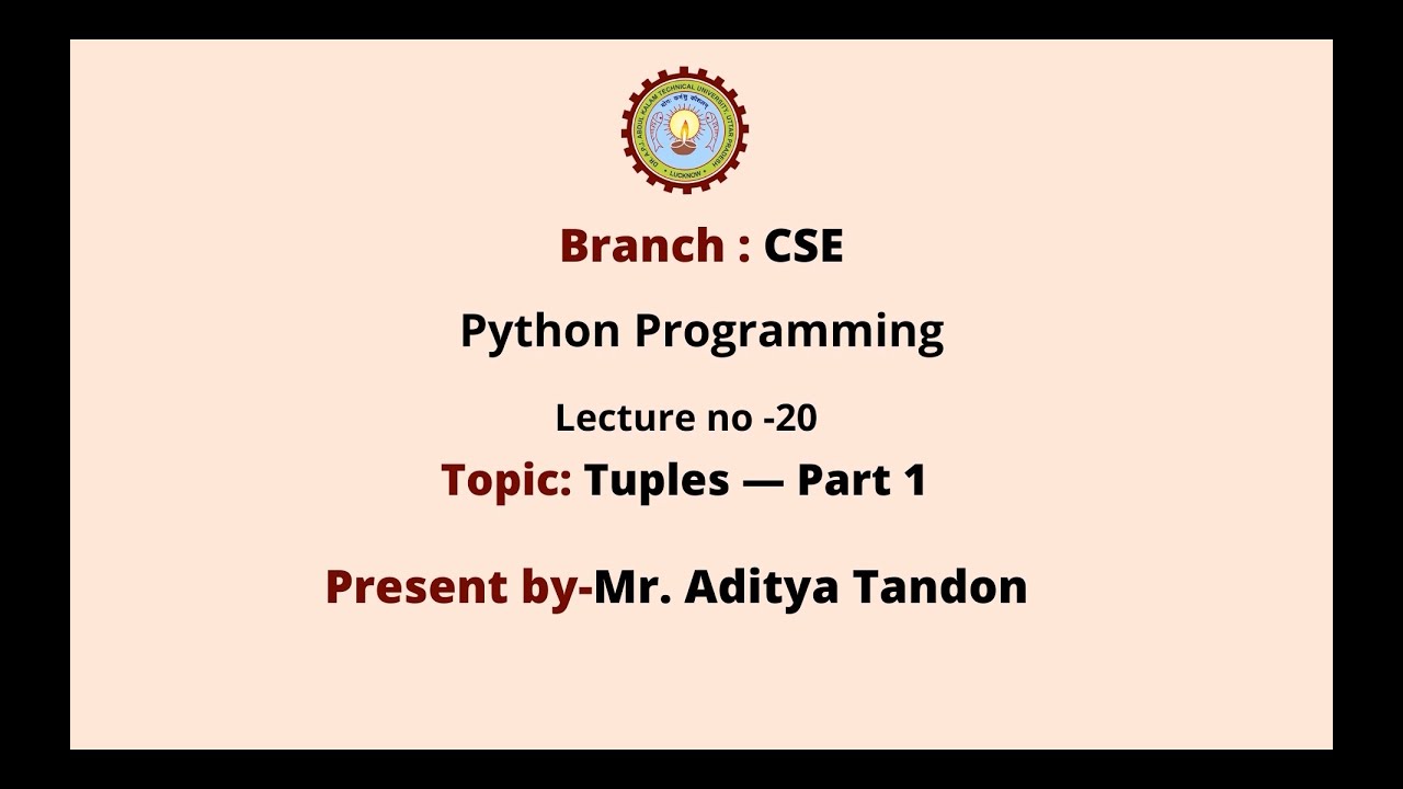 Python Programming | Tuples Part-1 | AKTU Digital Education - YouTube