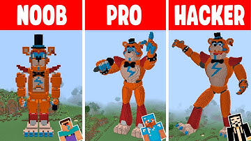 Minecraft FREDDY FAZBEAR FNAF STATUE HOUSE BUILD CHALLENGE - NOOB vs PRO vs HACKER
