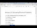 Minitab 19: Calculating Binomial Probabilities