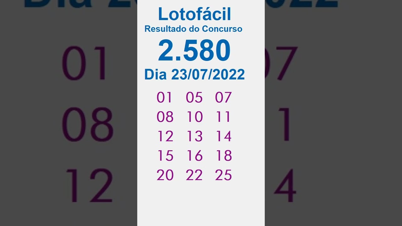 Lotofácil 2580 dia 23/07/2022 Resultado do Concurso de Hoje, Sábado #shorts