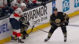 Brad Marchand's Skate Blade Clips Anton Lundell