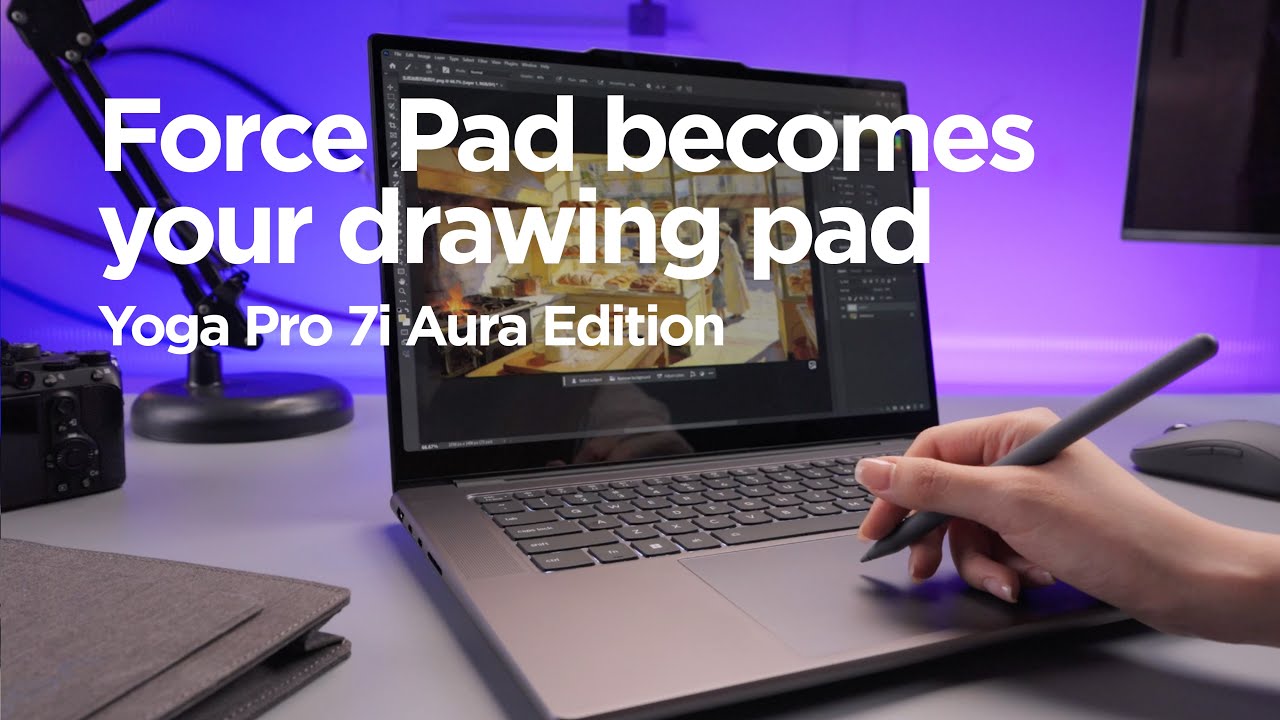 Yoga Pro 7i Aura Edition Hands-on. Force Pad becomes your drawing pad.