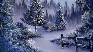 Step By Step Winter Landscape Tutorial #LIVEArt #OilPainting #FreeTutorial #PaintWithJosh #BobRoss