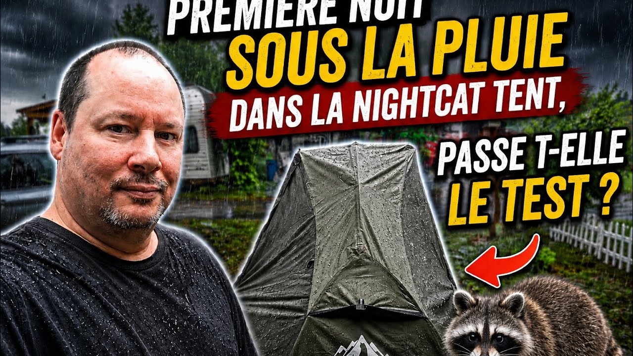 Première nuit sous la pluie dans la NightCat Tent... et un raton laveur s'invite !