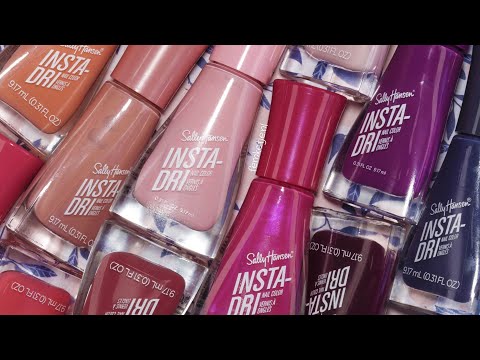 Video: Sally Hansen Insta-Dri Prikaži Steel-er, Slick Slate, Grease Lightning Nail Color Review