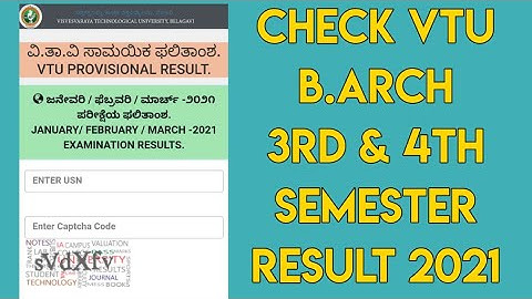 VTU B.Arch 3rd And 4th semester result out 2021 || Check VTU B.Arch result ||  VTU RESULTS