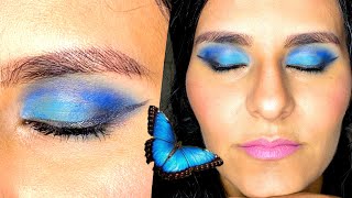 MAQUILLAJE MARIPOSA MORPHO ? tonos azul, celeste y negro ️