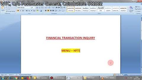 74. FINANCIAL TRANSACTION INQUIRY FIND UNVFD TRNS TRANSACTIONS - HFTI (TAMIL)