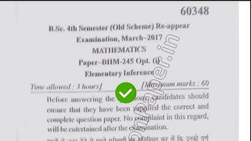 2017 Mdu BSc Maths Hons Re appear 4th Sem Elementry Inteference Question Paper mp4