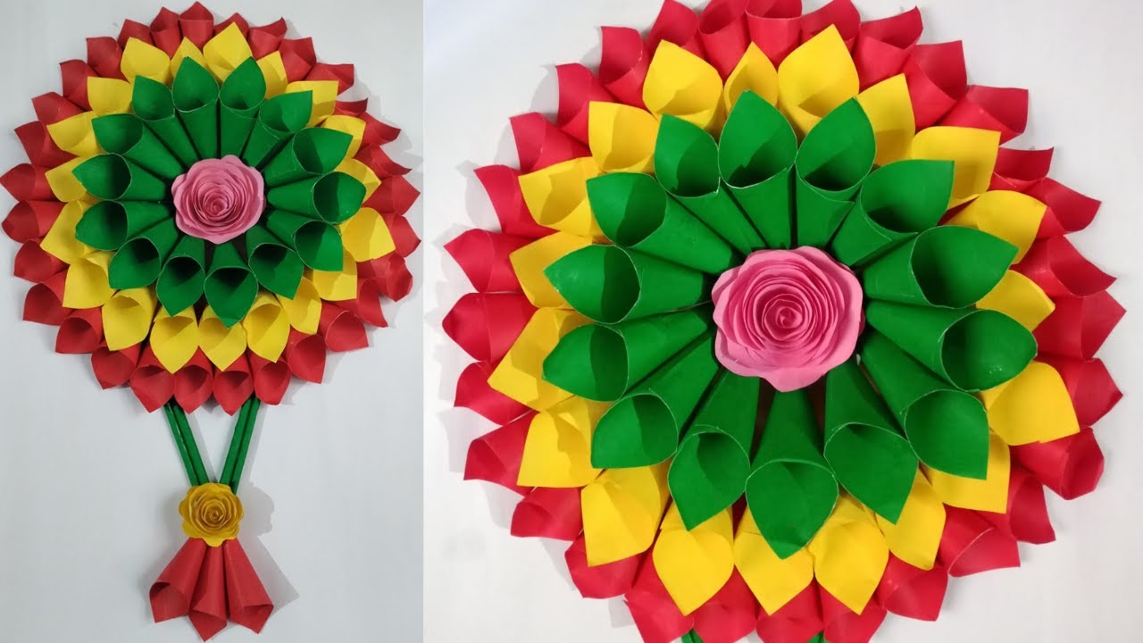 💐Paper Flower Wall Hanging Idieas Easy Decor IdeasPaper CraftDIY
