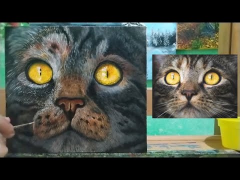 Как нарисовать кота маслом|учимся рисовать кота|поэтапно|How to draw a cat with oil