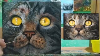 Как нарисовать кота маслом|учимся рисовать кота|поэтапно|How to draw a cat with oil