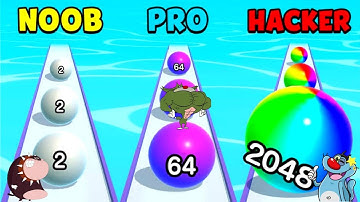 NOOB vs PRO vs HACKER Ball Run 2048 Android iOS Oggy And Jack Voice