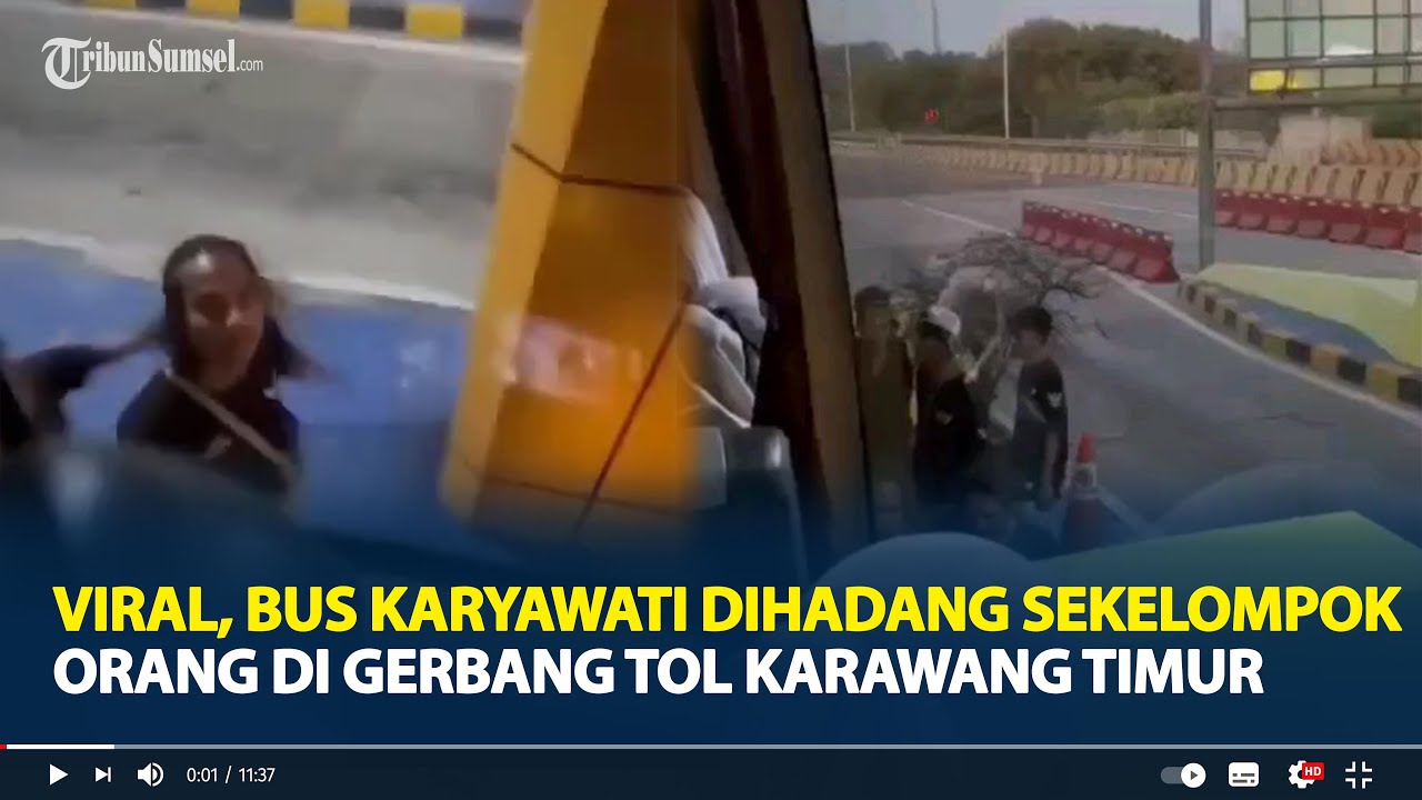 Viral, Bus Karyawati Dihadang Sekelompok Orang di Gerbang Tol Karawang Timur, Ngamuk Tahu Direkam