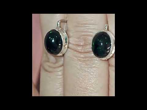 Опал чорний срібні сережки, 0290СО, відео 1