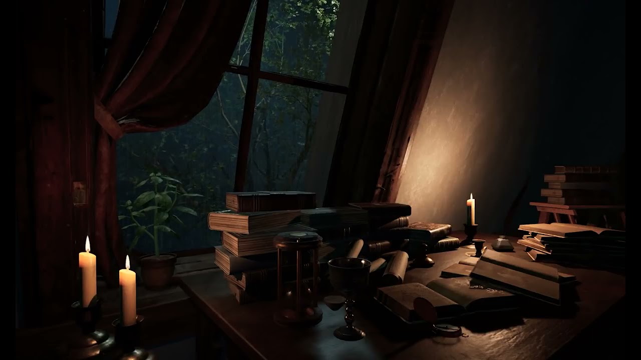 VICTORIAN AMBIENCE l Writer's Room with Classic Music l Writing sound with Cozy Rain for Relaxing