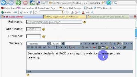 Moodle Course Calendar and Weekly Format Settings