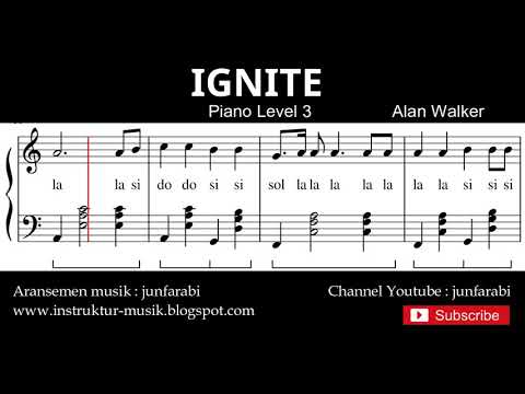 Alan Walker IGNITE - Not Balok Instrumentalia Piano Level 3 / Sukar - Notasi Piano Lagu Populer