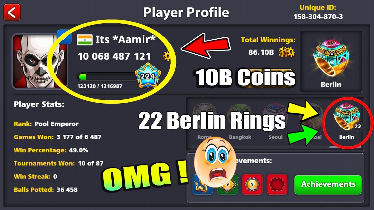 8 Ball Pool 22 BERLIN RINGS OMG - Is This Real Or Hack? - 