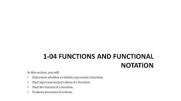 Precalculus 1-04 Functions and Functional Notation