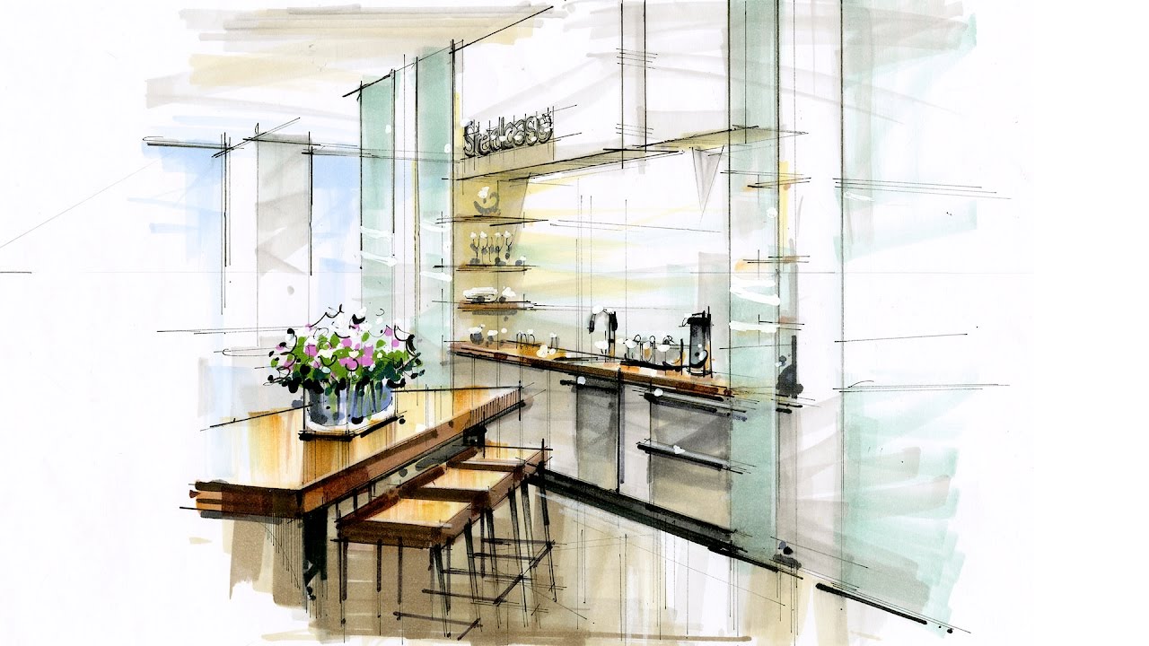 Tutorial Hand Rendering Interior 170112 Reception Kitchen