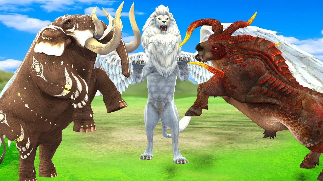 10 Mammoth Elephant vs 5 Zombie Bull African Elephant vs Giant Tiger Fight Cow Save by Woolly Mamoth