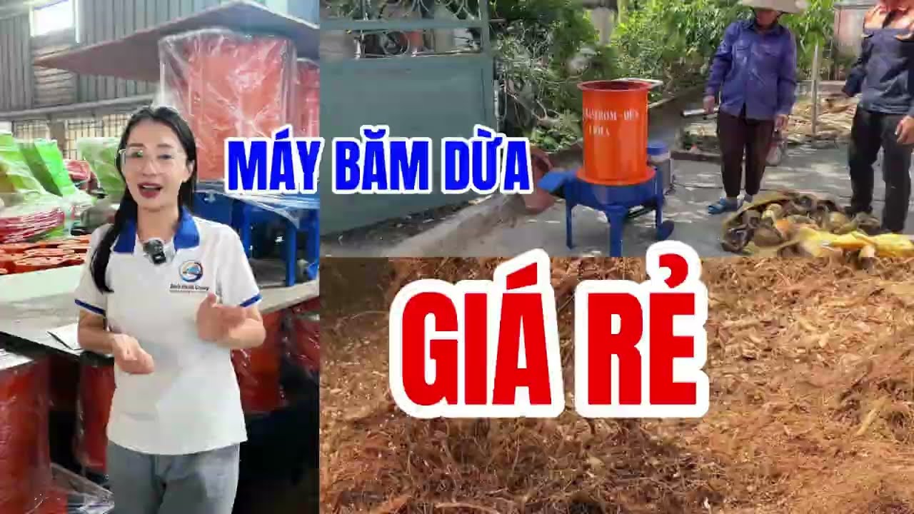 Máy băm xơ dừa giá rẻ - máy băm rơm dừa 1 pha cải tiến – Khởi nghiệp cùng Bình Quân