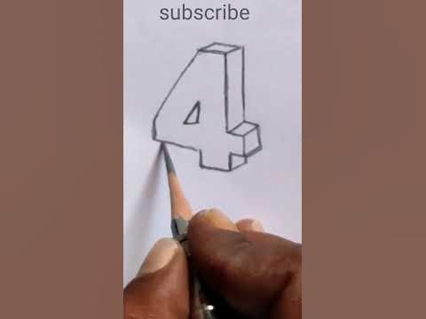 #3D drawing number 4 #number 4 pencil drawing #shorts #viral # ...